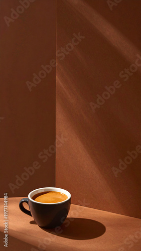 cup of coffee on a brown background