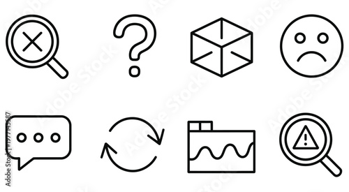 Search Error States No Results Icon, Question Mark And Empty Box, Frown Face Illustration, Suggestion Message Graphic, Try Again Symbol