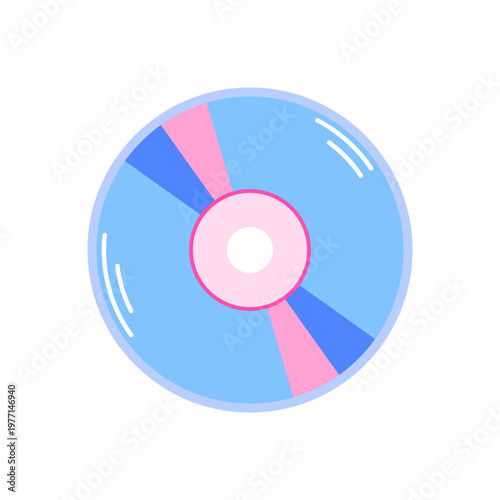 Disk ray and dvd for retro cd icon with y2k 1980s. Disco and compact style holographic or cute pop art disc open. Sticker and blu sound through electronic 70s inspiration oldschool audio.