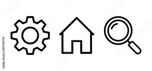 Settings, Home, And Search Functionality For Websites And Apps, User Interface Icon Set, Web And Mobile UI Symbols, Navigation Elements, App Design Graphics,