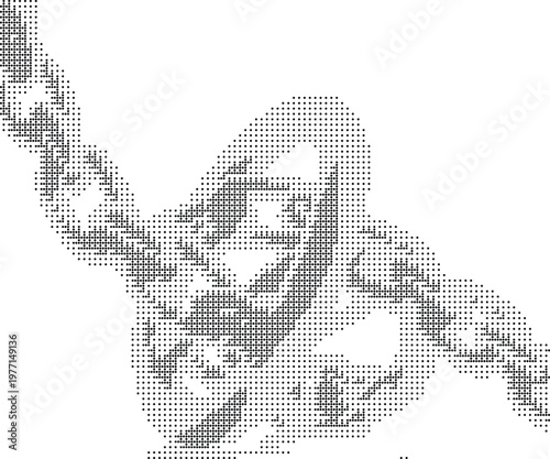 Halftone Dither Pixelated Bitmap Dotted Texture Pattern Background Overlay Graphic Element Design Vector Abstract Grunge Effect