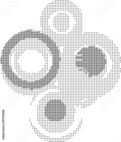 Halftone Dither Pixelated Bitmap Dotted Circles Abstract Vector Pattern Background Texture Overlay Graphic Design Element
