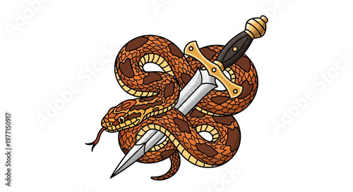 Snake and Dagger Emblem Illustration - Danger, Power, and Intrigue