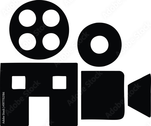 Film camera icon graphic design element for video production and movie making applications online  simple visual representation