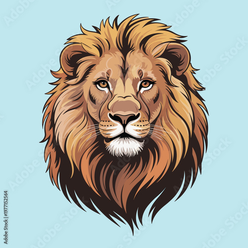 Lion head, orange mane, wildlife portrait