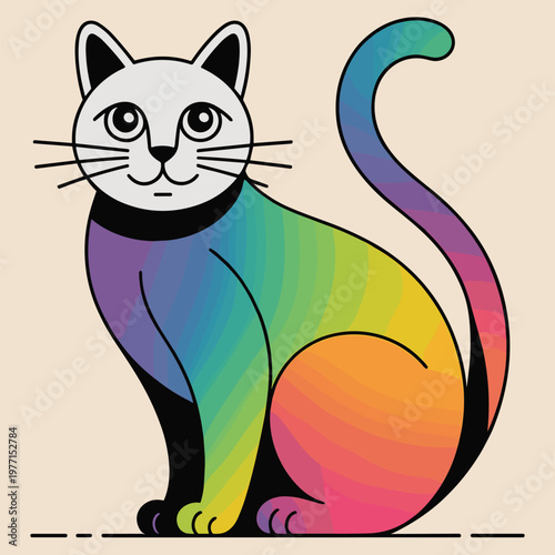 Minimalist line of a cartoon cat holding a flu virus