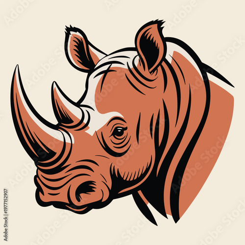 Orange lion head profile line mane details, black outlines