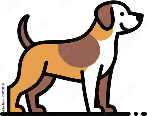 Simple flat color outline of a golden retriever dog