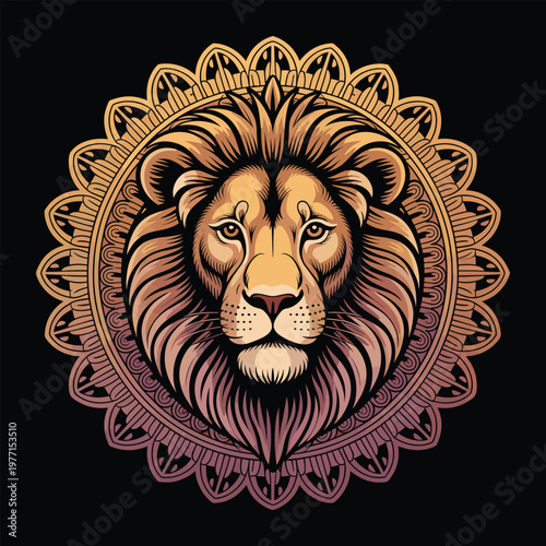 Zebra face mandala line black and white, symmetrical