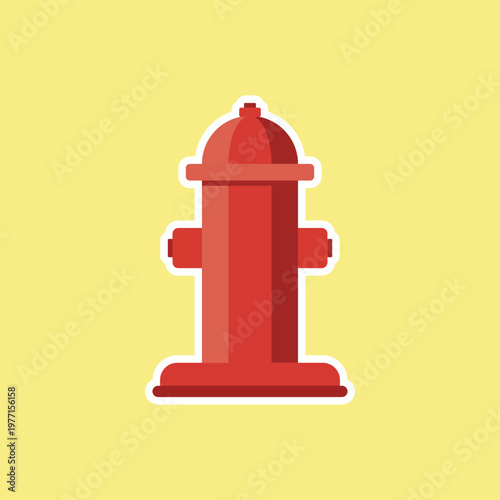 Classic Red Fire Hydrant Icon on Yellow Background
