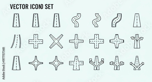 Vector Icon Set of Road and Intersection Designs.