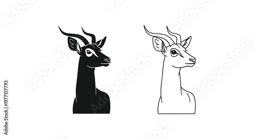Antelope Silhouette Designs & Deer Sketch Templates Vector