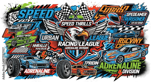Adrenaline Racing League Speed Thrills Graphic Design.