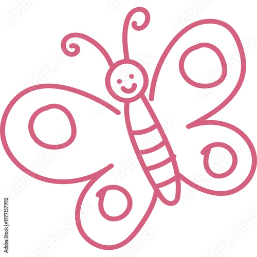 Cute Hand Drawn Pink Butterfly Doodle