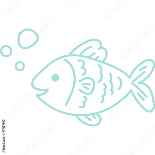 Cute Hand Drawn Fish Line Art Icon