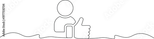 A simple line drawing of a person giving a thumbs up in a minimalist style