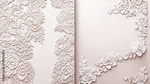 Wedding Card featuring a delicate lace design on the left side with an open space area on the right side for a wedding wish