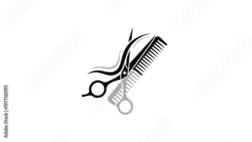Haircut scissors and comb illustration.