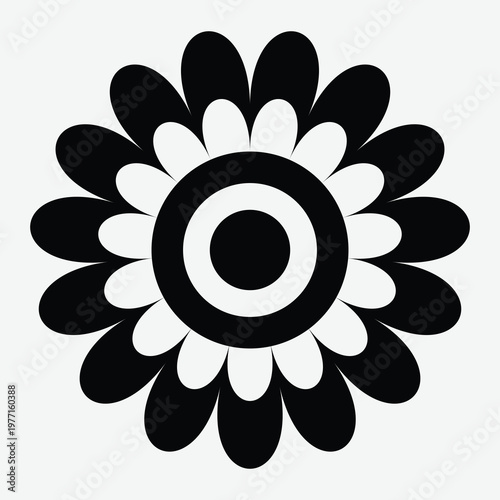 Symmetrical Black and White Mandala Ornament on White Background 5.eps