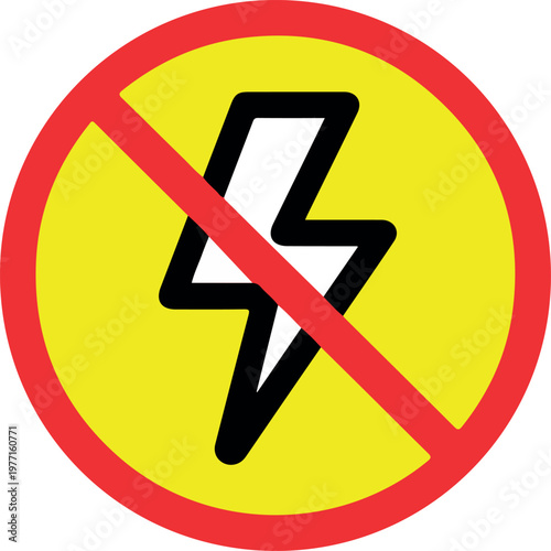 No Electricity Signage Warning Danger Forbidden Symbol