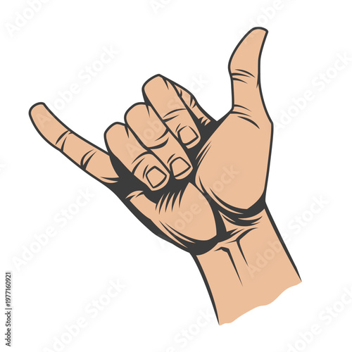 Surfing hand sign gesture