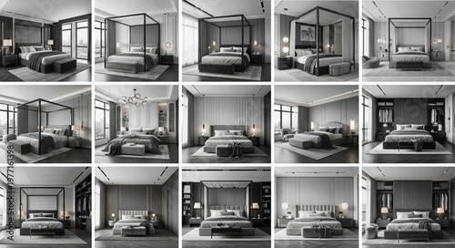 Luxurious Four Poster Bed in Elegant Bedroom Interior Design.