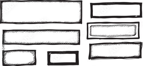 Hand drawn rectangular frames collection a sketchy set of empty borders for text or images ideal for design elements