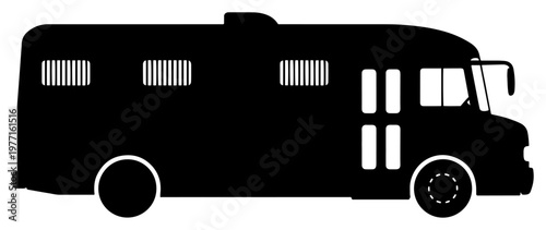 Cuadro en lienzo Police prison bus silhouette vector illustration for prisoner transport and law