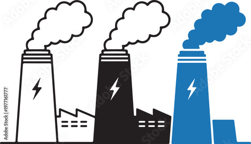Industrial pollution a stark illustration of three factory smokestacks emitting smoke symbolizing environmental damage and air contamination