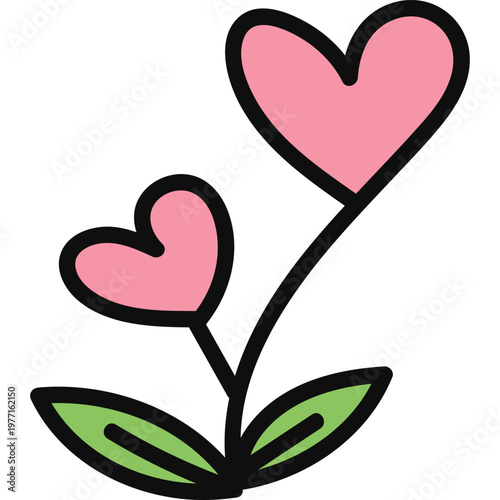 Cute Hand Drawn Heart Flower Doodle