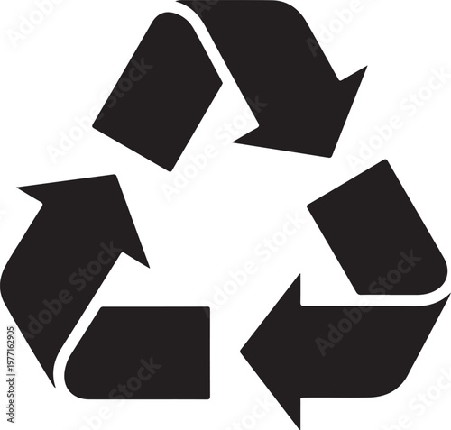 Universal recycling symbol composed of three arrows forming a triangular loop Vector

