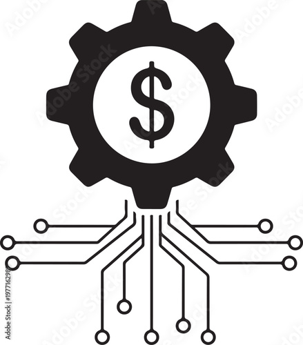 Integration of financial technology with digital circuit connections Vector

