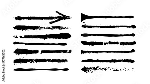 Graffiti Paint Brush Strokes and Ink Splatter Arrows Vector Set