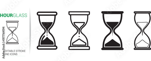 Antique sandglass vector illustration of an object symbolizing the passing of time and business deadlines with sand flow measurement in a glass timer icon isolated on a white background