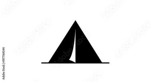Simple black icon of a camping tent