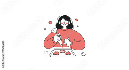Vector illustration of woman eating dessert, sweet tooth concept, foodie, dessert lover, colorful