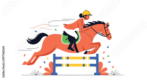 Equestrian, Horse Riding, Jumping Illustration, Equestrian Sports, Horse Jumping Vector