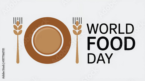 World food day graphic with plate and wheat stalks food security food industry celebration awareness agriculture nutrition donation restaurant
