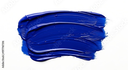 Vibrant blue paint smear on a white background, isolated on white background