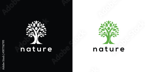 Human Tree Nature Logo Design Concept - Green Life and Environment Symbol