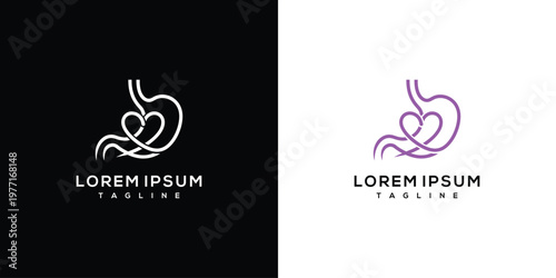 Stomach Health Care and Love Line Art Logo Design
