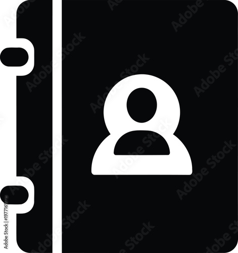 Silhouette address book with person icon for contact information vector illustration