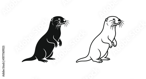 Otters: Cute Aquatic Mammals Illustration Vector