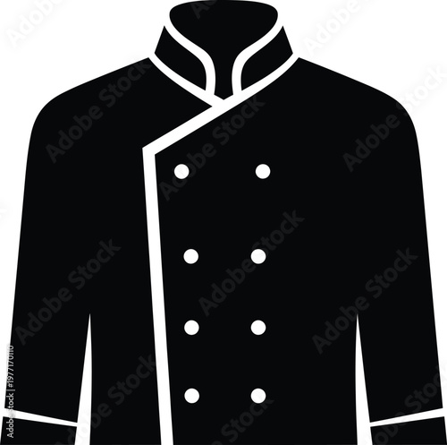 Silhouette chef uniform jacket double breasted professional attire vector illustration