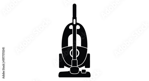 Simple black silhouette of a domestic upright vacuum cleaner high quality