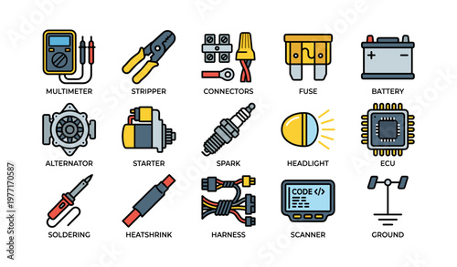 Automotive electrical tools and components collection