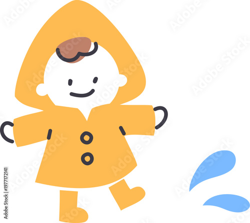 レインコートを着ているかわいいこどものイラスト