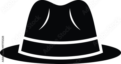 Silhouette of fedora hat with ribbon band vector illustration