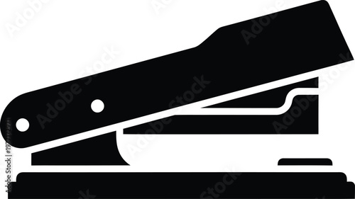 Silhouette office stapler tool for binding paper documents vector illustration