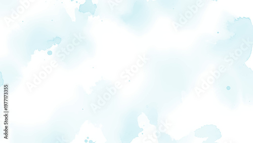 Watercolor texture light blue paint splatters on white background for creative design artistic abstract element